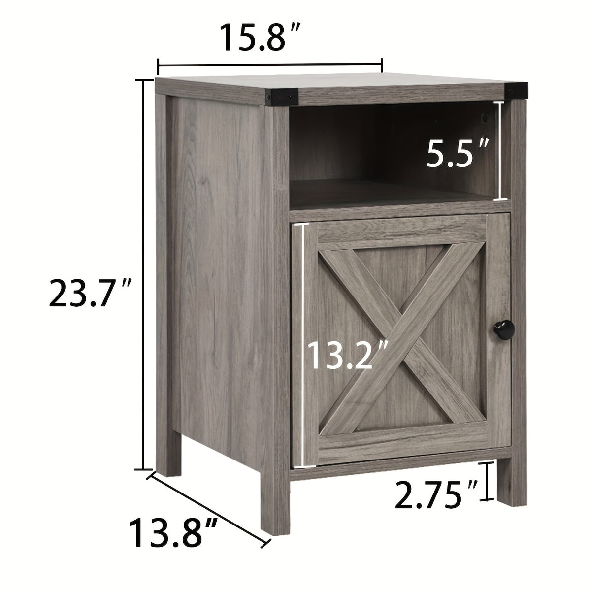 Nightstand shown in the Gray, 1 Pack option