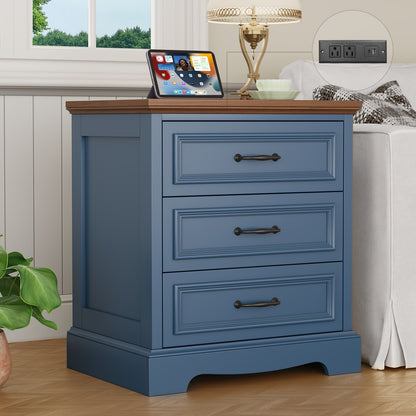 Nightstand with Charging Station, Bedside Storage Table for Bedroom detail image - detail view 10