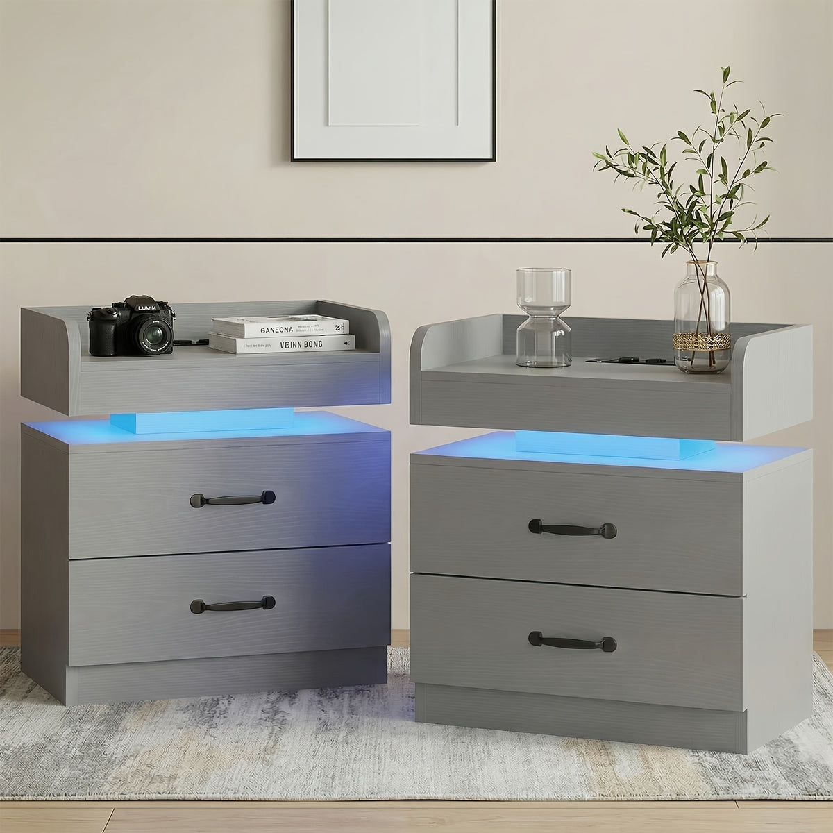 Nightstand shown in the Grey, 2pcs/set option