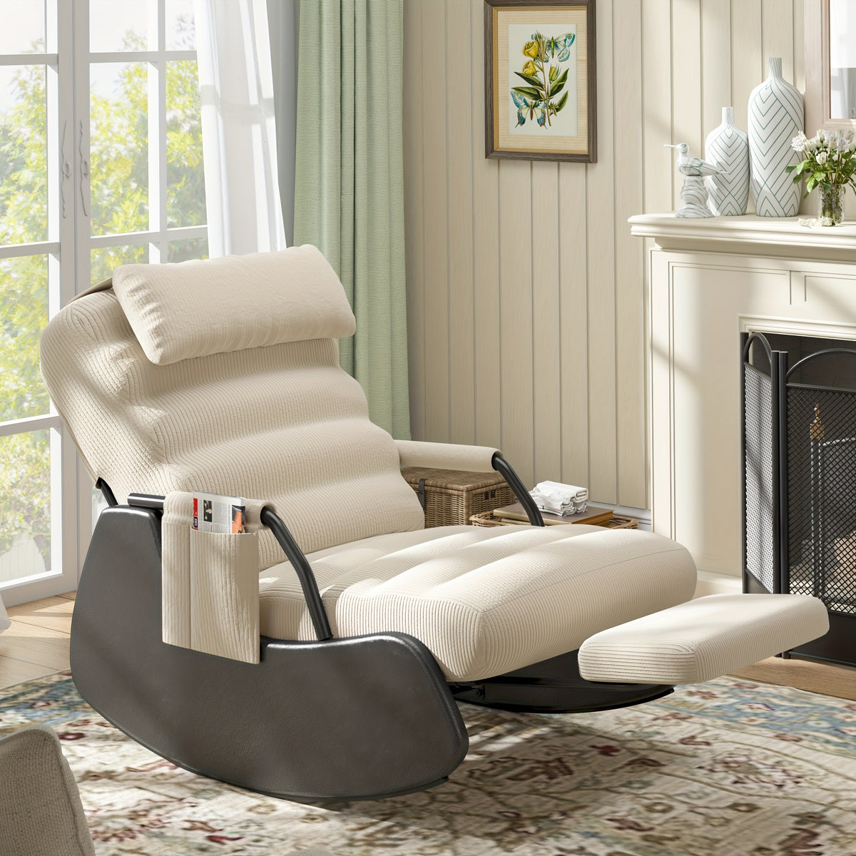 Nursery Glider Chair shown in the Beige/Black option