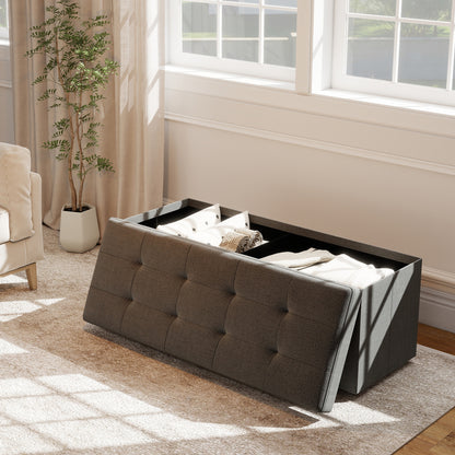Ottoman Bench shown in the Dark Gray Linen - 43.5 Inches option