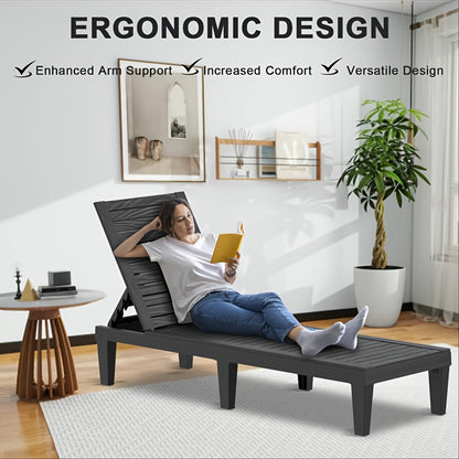 Outdoor Lounge Chair shown in the 1PCS Black 74.53*22.83*11.26IN option
