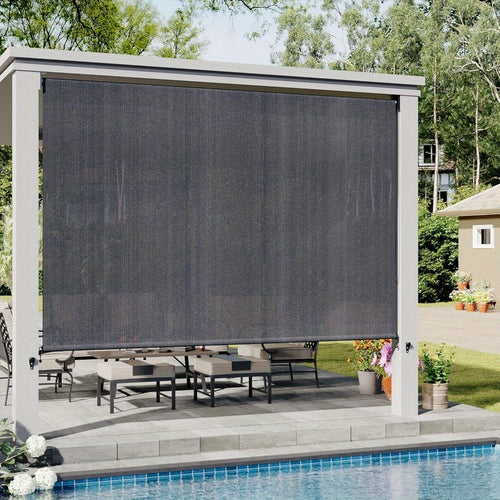 Outdoor Roller Shade, Cordless Patio Blind with Splicing Panels UV-Resistant shown in the main product view