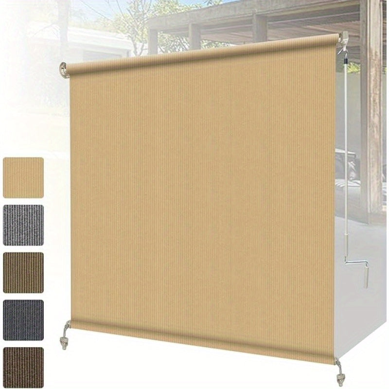 Outdoor Roller Shade shown in the Wheat, 8' wide X 8' drop option