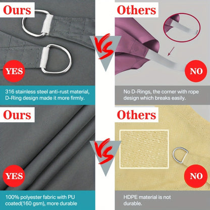 Outdoor Sun Shade Sail with Reinforced Corners and Multiple Color Options detail image