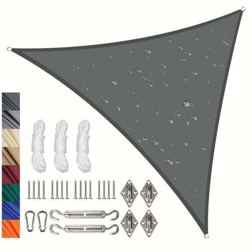 Sun Shade Sail, Triangular for Outdoor Patio - Solid Color Polyester Sunshade in 4 Sizes shown in the main product view