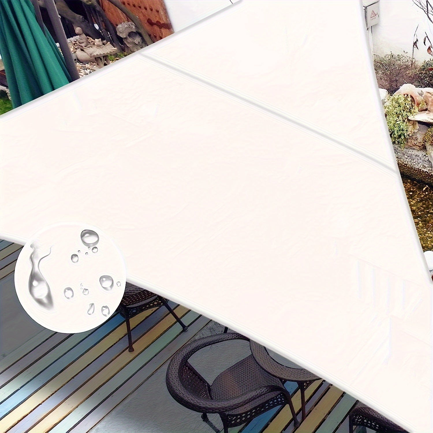 Sun Shade Sail shown in the White, 10'x10'x14' option