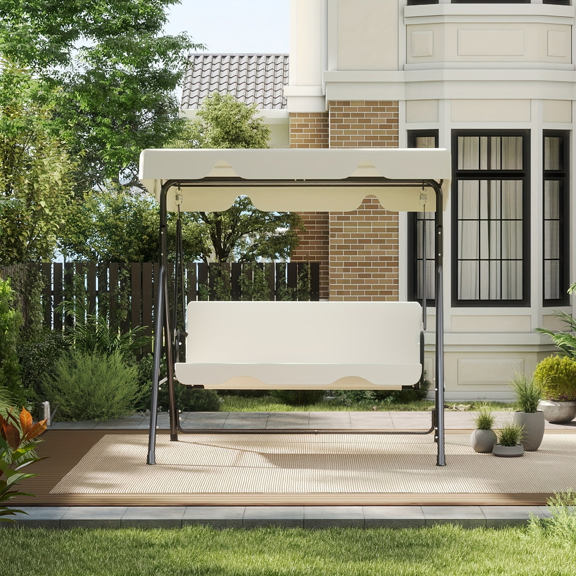 Outdoor Swing Glider shown in the Beige Color option