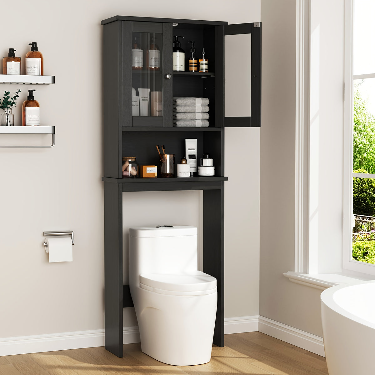 Bathroom Storage Cabinet shown in the Black option