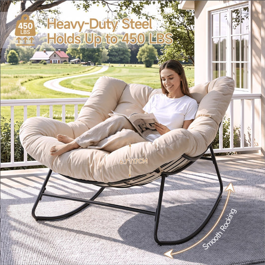 Outdoor Rocking Chair, Papasan Rocking Chair Oversized 450 lbs Capacity Outdoor Egg Chair shown in the main product view