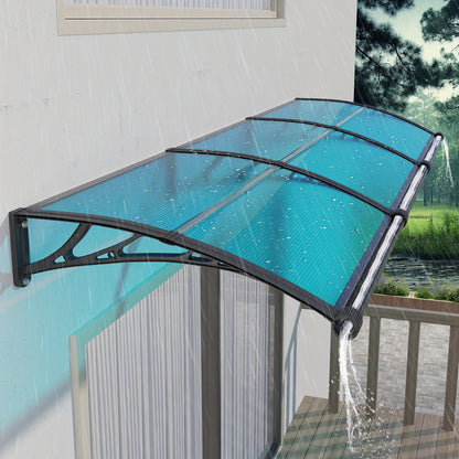 Door Awning shown in the Black Hold & Blue Panel, 80x300cm 32"x120" option