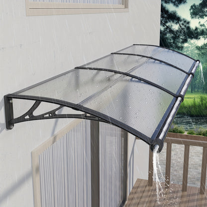 Door Awning shown in the Black Hold & Clear Panel, 80x150cm 32"x60" option