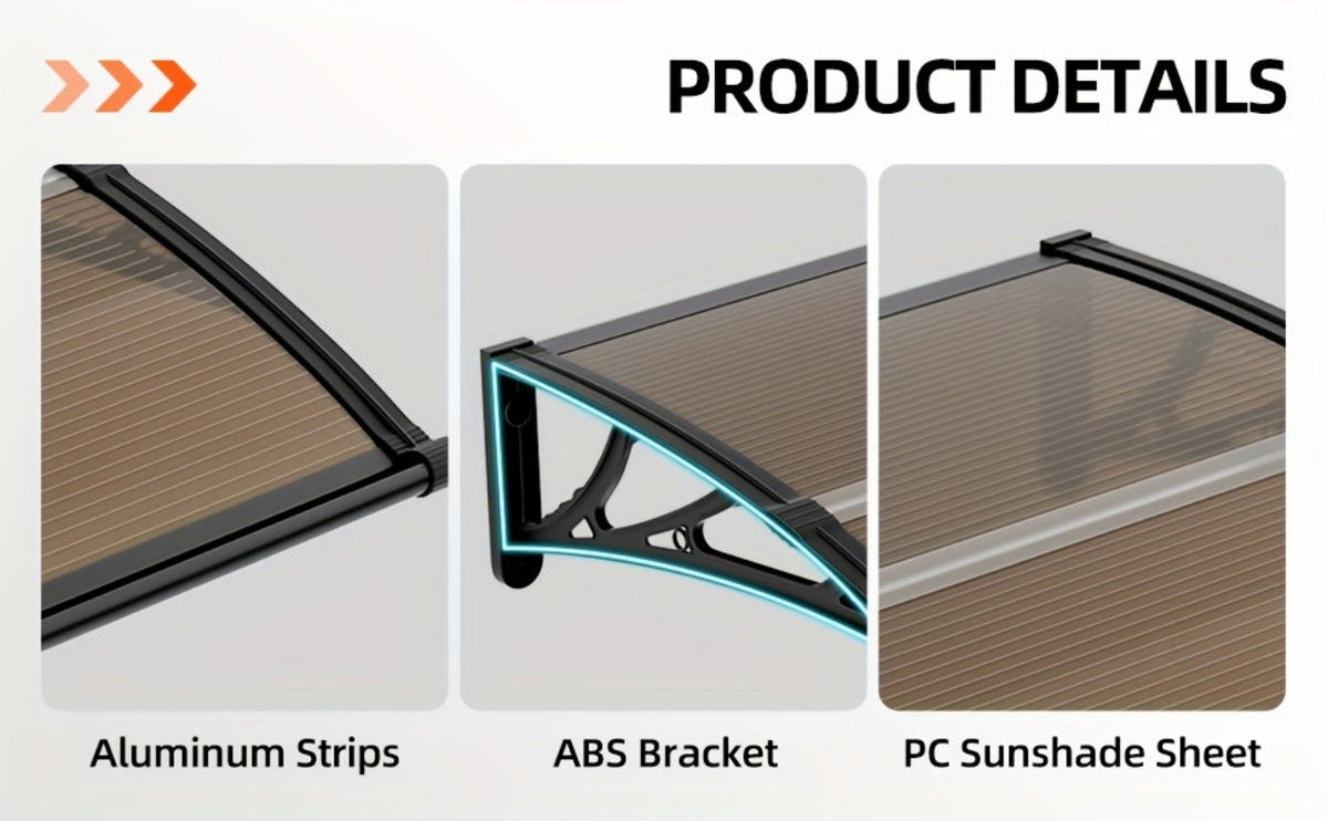 Polycarbonate Door Awning with UV Protection and Multiple Color Options for Patio detail image - detail view 22