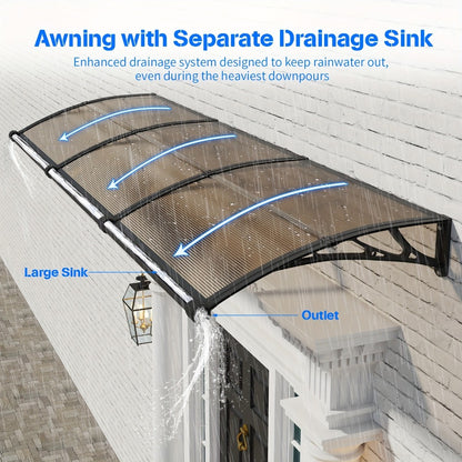 Polycarbonate Door Awning with UV Protection and Multiple Color Options for Patio detail image - detail view 5