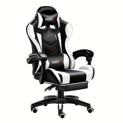 Reclining Faux Leather Gaming Chair with High Back and Footrest for Home Office detail image - detail view 3