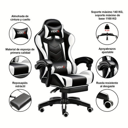 Reclining Faux Leather Gaming Chair with High Back and Footrest for Home Office detail image - detail view 4