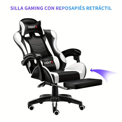 Reclining Faux Leather Gaming Chair with High Back and Footrest for Home Office detail image - detail view 6
