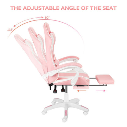 Reclining Faux Leather Gaming Chair with High Back and Footrest for Home Office detail image - detail view 8