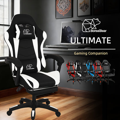 Gaming Chair shown in the Black-White-Footrest option
