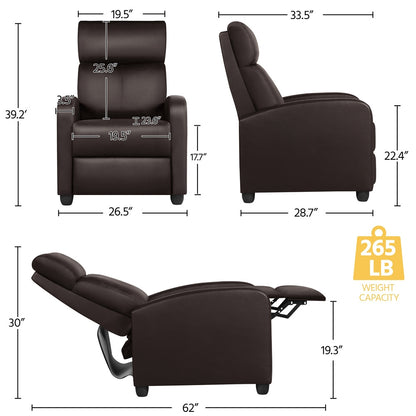 Reclining Faux Leather Recliner Chair with Pocket Springs and Footrest for Living Room detail image - detail view 13