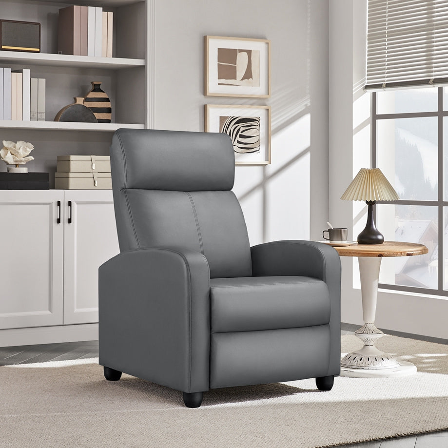 Recliner Chair, PU Leather with Pocket Springs, Adjustable Single Reclining Sofa Armchair shown in the main product view