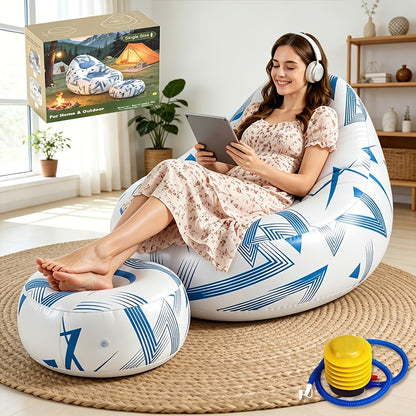 Inflatable Sofa shown in the Blue (Space Series) option