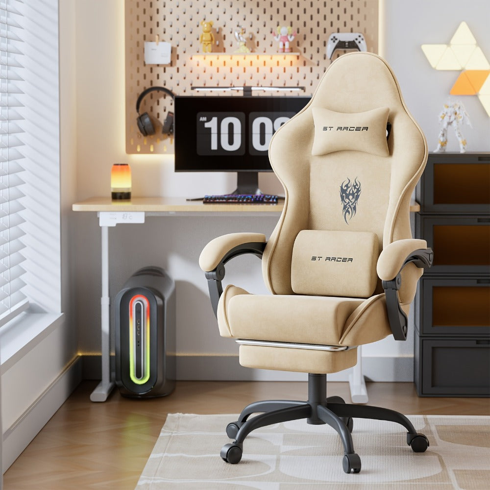 Reclining Velvet Gaming Chair, Ergonomic Video Game Chair for Home Office detail image - detail view 10