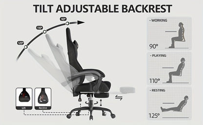 Reclining Velvet Gaming Chair, Ergonomic Video Game Chair for Home Office detail image - detail view 16