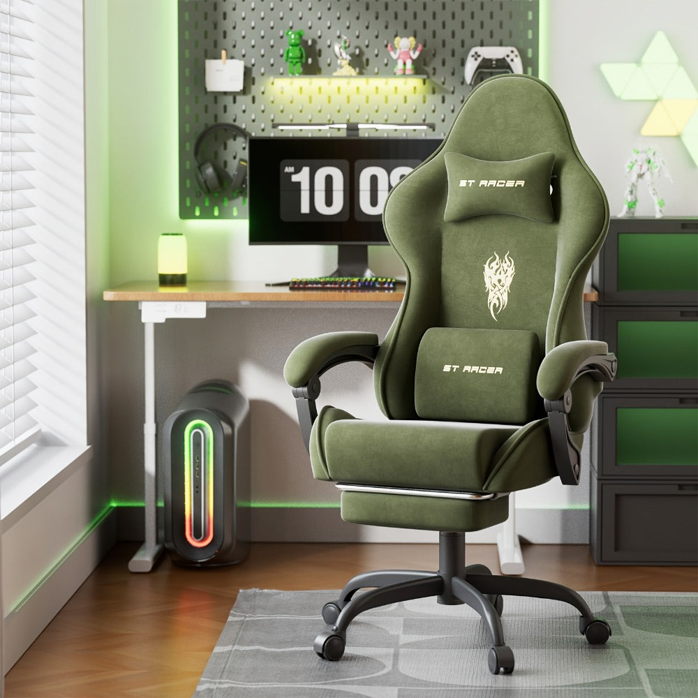 Reclining Velvet Gaming Chair, Ergonomic Video Game Chair for Home Office detail image - detail view 6