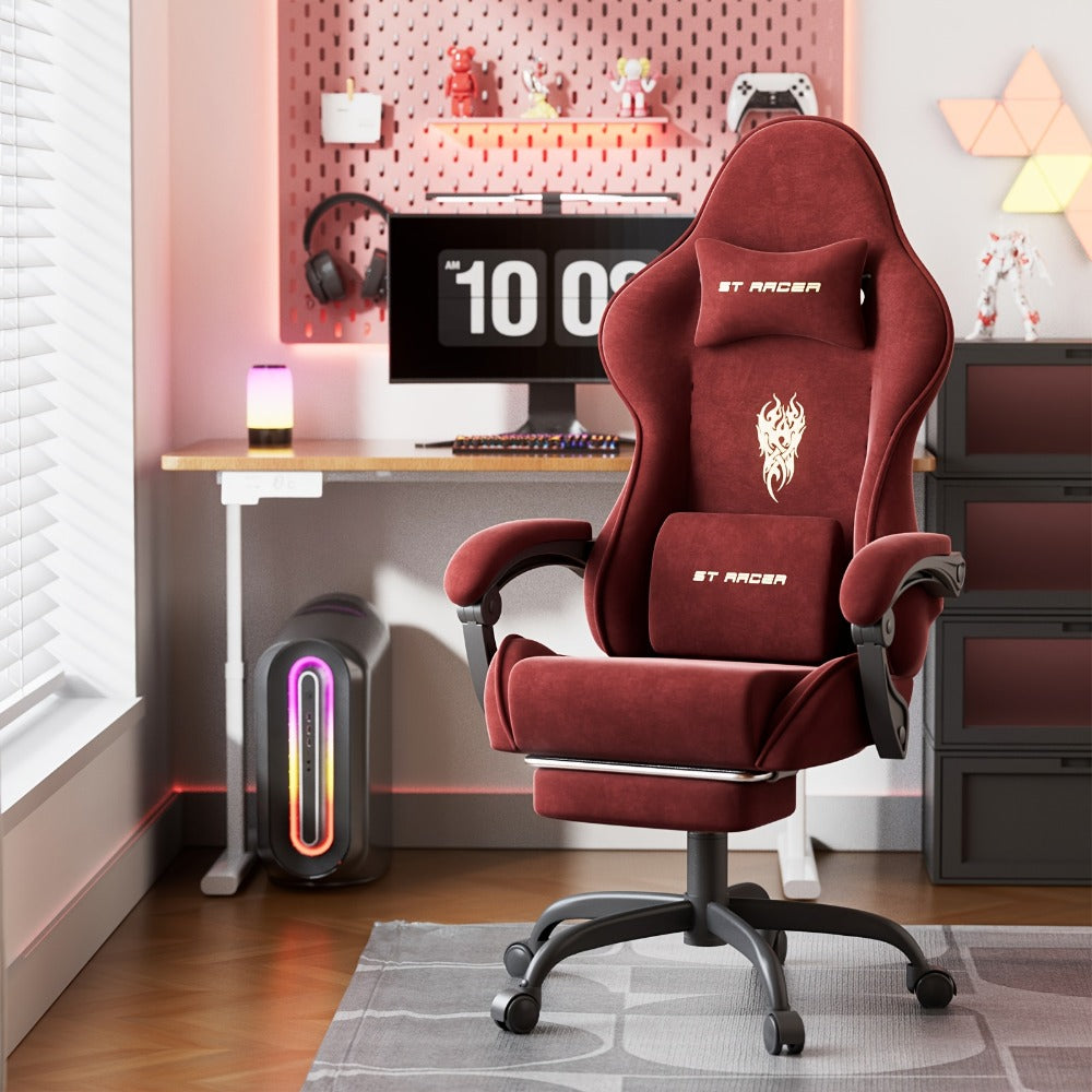 Reclining Velvet Gaming Chair, Ergonomic Video Game Chair for Home Office detail image - detail view 8