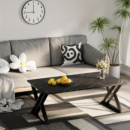 Rectangular Faux Marble Coffee Table for Living Room and Bedroom detail image - detail view 7