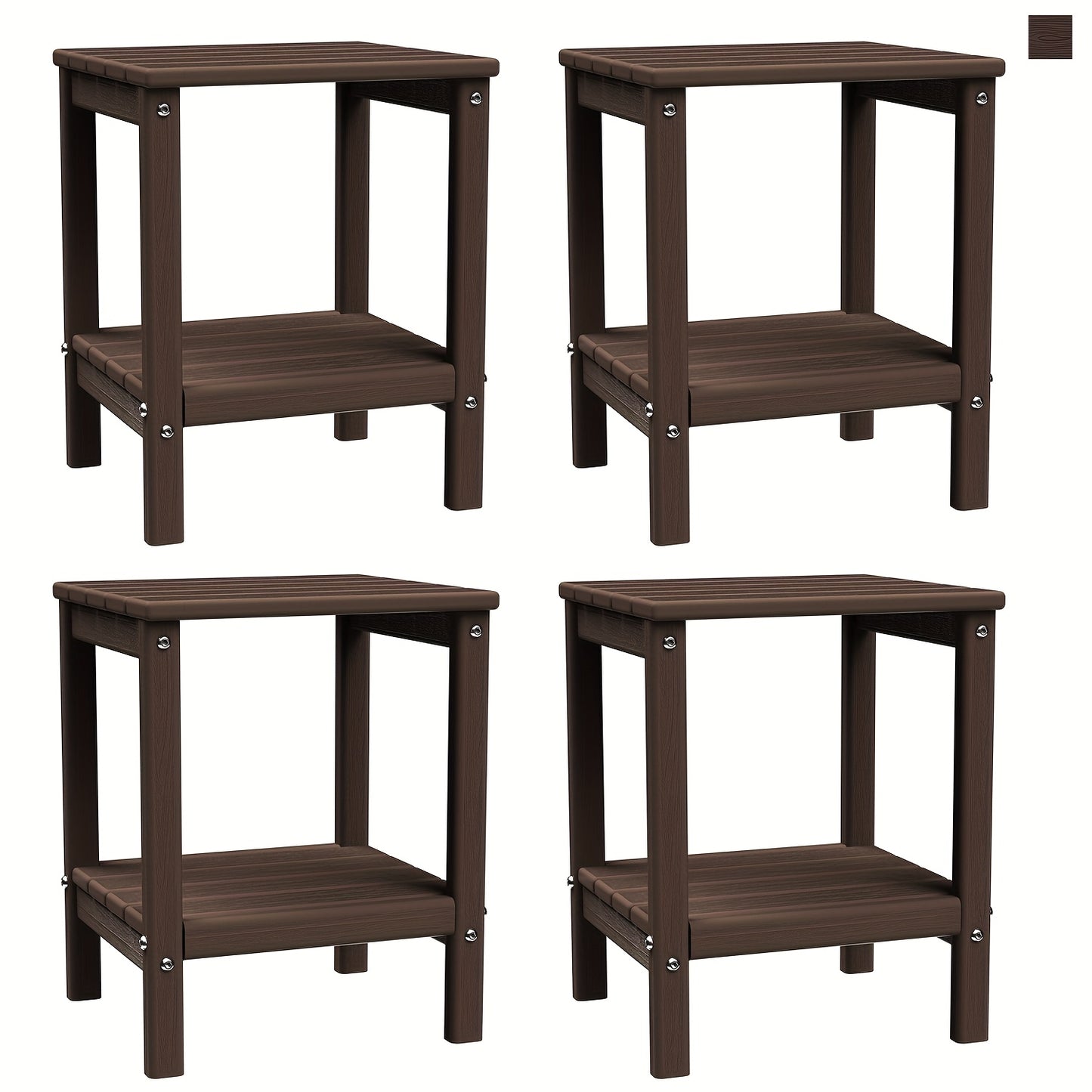 Outdoor Side Table shown in the Brown(wood grain), 4pcs option