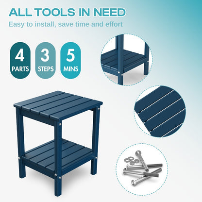 Rectangular HDPE Outdoor Side Table with Weather-Resistant Finish for Patio detail image - detail view 13
