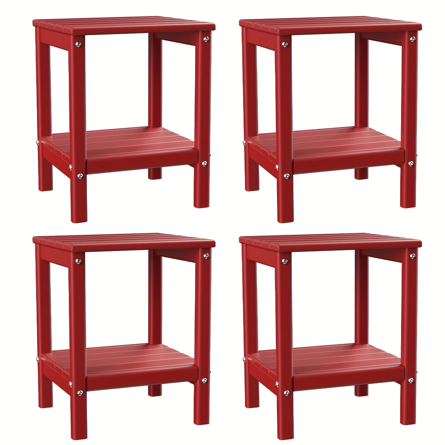 Outdoor Side Table shown in the Red, 4pcs option