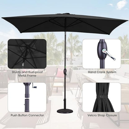 Rectangular Metal Patio Umbrella with Easy Crank for Outdoor Shade and Protection detail image - detail view 10