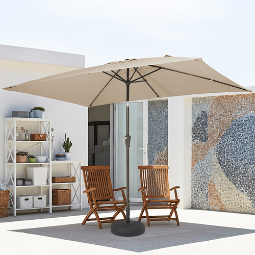 Patio Umbrella, 6.5x10 Ft Rectangular UV Protection Push Button Tilt Crank 6-Rib Market shown in the main product view