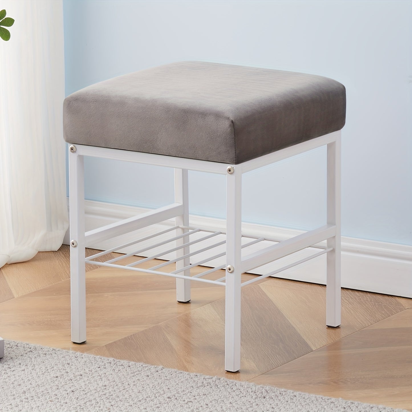 Vanity Stool shown in the Dark Gray option