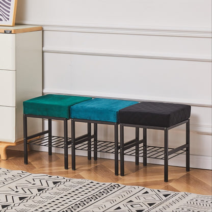 Rectangular Velvet Vanity Stool with Footrest and Multiple Color Options for Entryway detail image - detail view 6