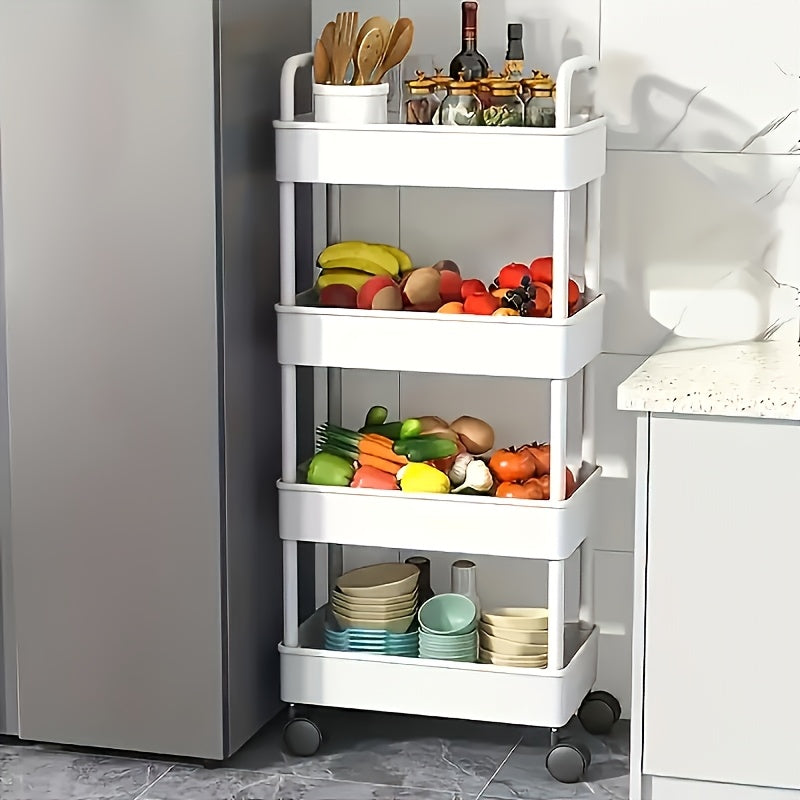 Bathroom Storage Cart shown in the White, 4 Tiers option