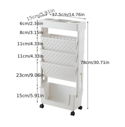 Rolling Bookshelf with Rolling Wheels, Freestanding Bookcase detail image - detail view 17