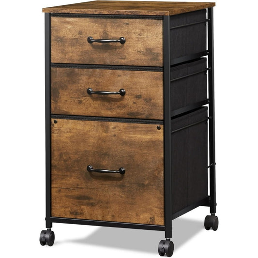 File Cabinet, Mobile with 3 Drawers - Rolling Printer Stand, Fabric Vertical Filing shown in the main product view
