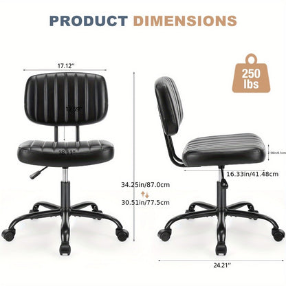 Rolling Faux Leather Desk Chair with Memory Foam and Armrests for Living Room detail image - detail view 4