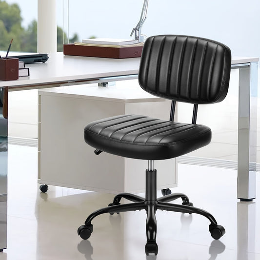 Desk Chair, Armless Small with Memory Foam Seat - PU Leather Rolling Task Chair with Low shown in the main product view