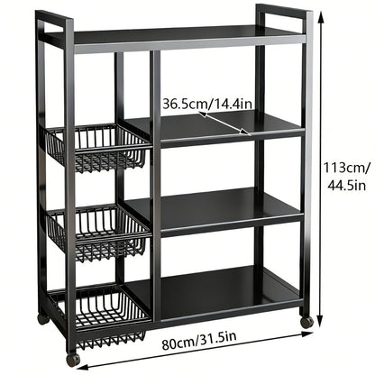Rolling Metal Baker'S Rack with Adjustable Shelves and Mesh Storage Shelf for Kitchen detail image - detail view 4