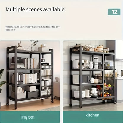 Rolling Metal Baker'S Rack with Adjustable Shelves and Mesh Storage Shelf for Kitchen detail image - detail view 6