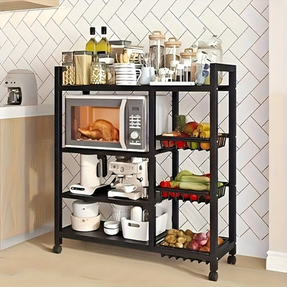 Rolling Metal Kitchen Storage Cart with Adjustable Height and Rolling Wheels detail image - detail view 7