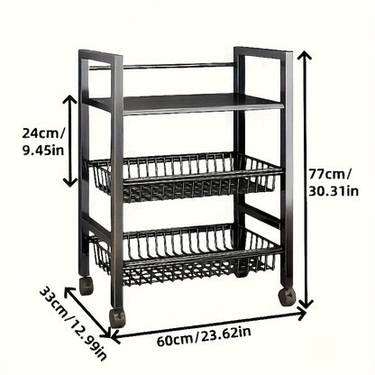 Kitchen Storage Cart shown in the Three Layers 2 Mesh option