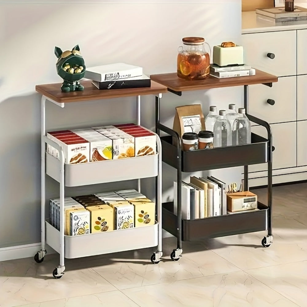 Storage Cart, Rolling with Wheels - Multi-Tier Metal Shelving Rack for Kitchen Bathroom shown in the main product view