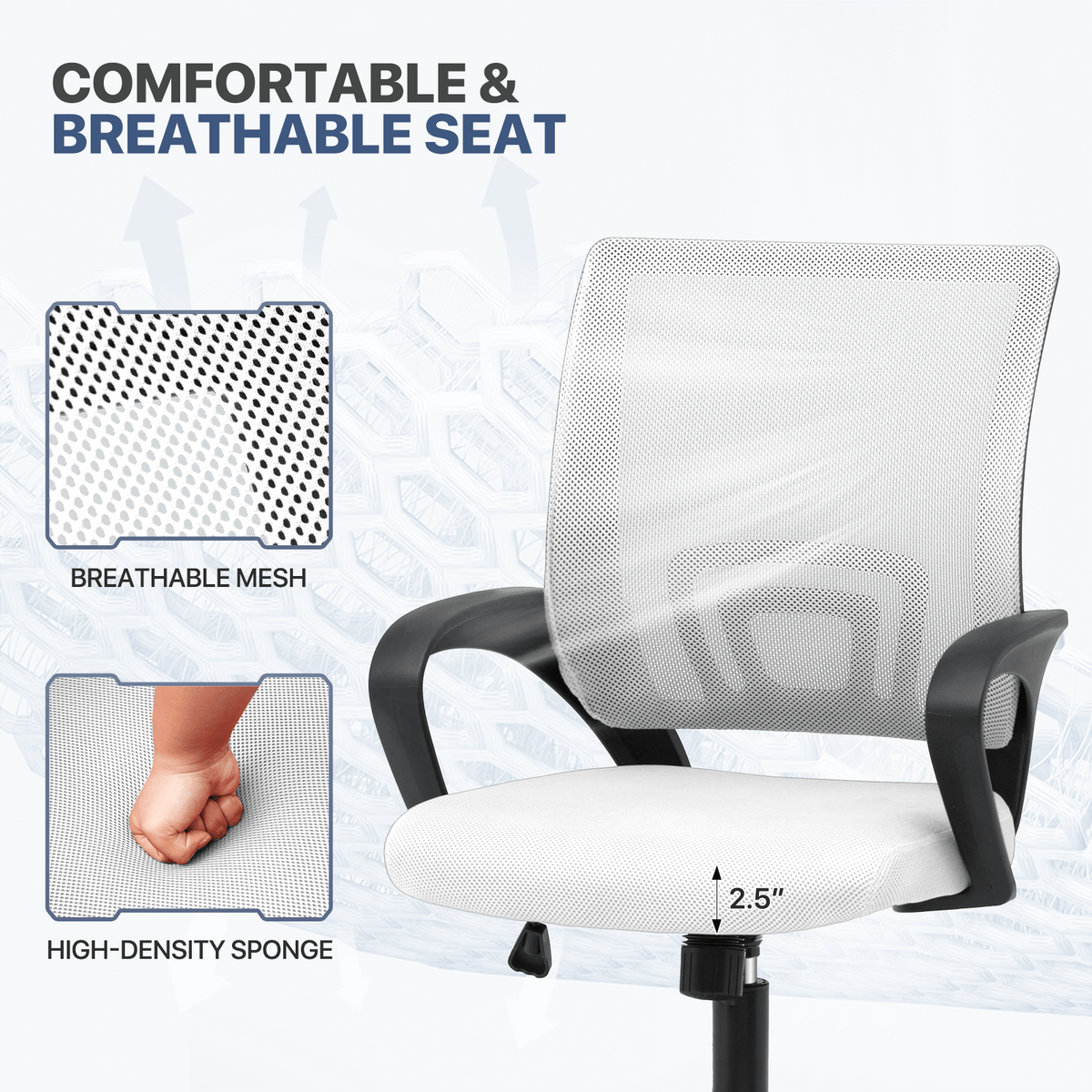 Rolling Office Chair with Armrests and Padded Seat for Home Office detail image - detail view 7