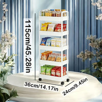Rolling Cart Shelf, White, Five-Tier